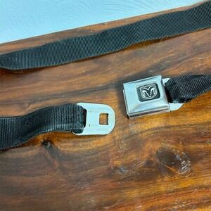 Buckle-Down Unisex Black Seatbelt Belt with Ram Logo Adjustable